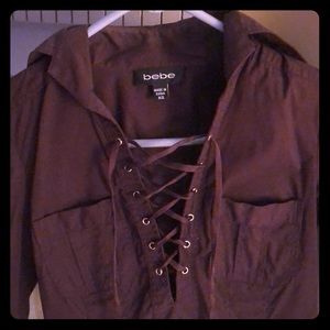 🔮BEBE 🆕-BrownBlouse-Soft&canFitPerfect/ HugsBody